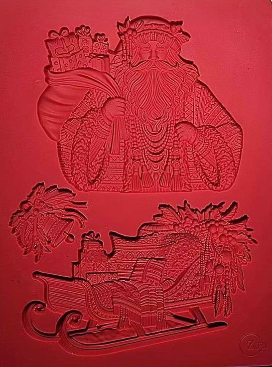 Bohemian Santa And Sled - Silicone Mold, Zuri Designs image 1