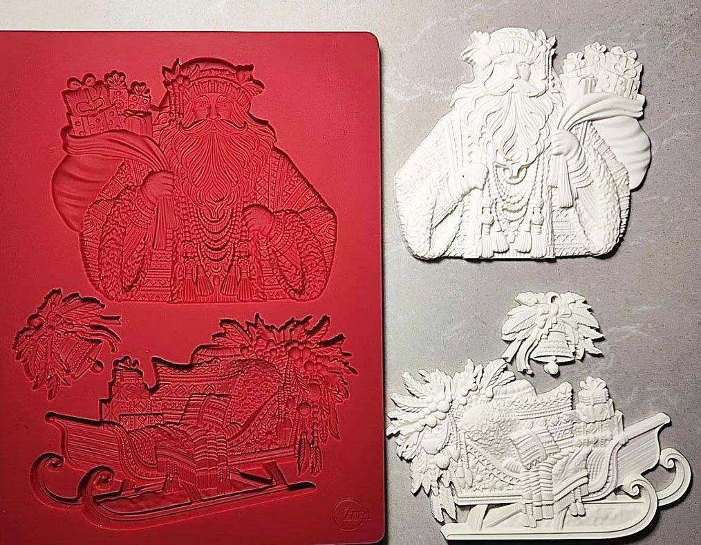 Bohemian Santa And Sled - Silicone Mold, Zuri Designs image 2