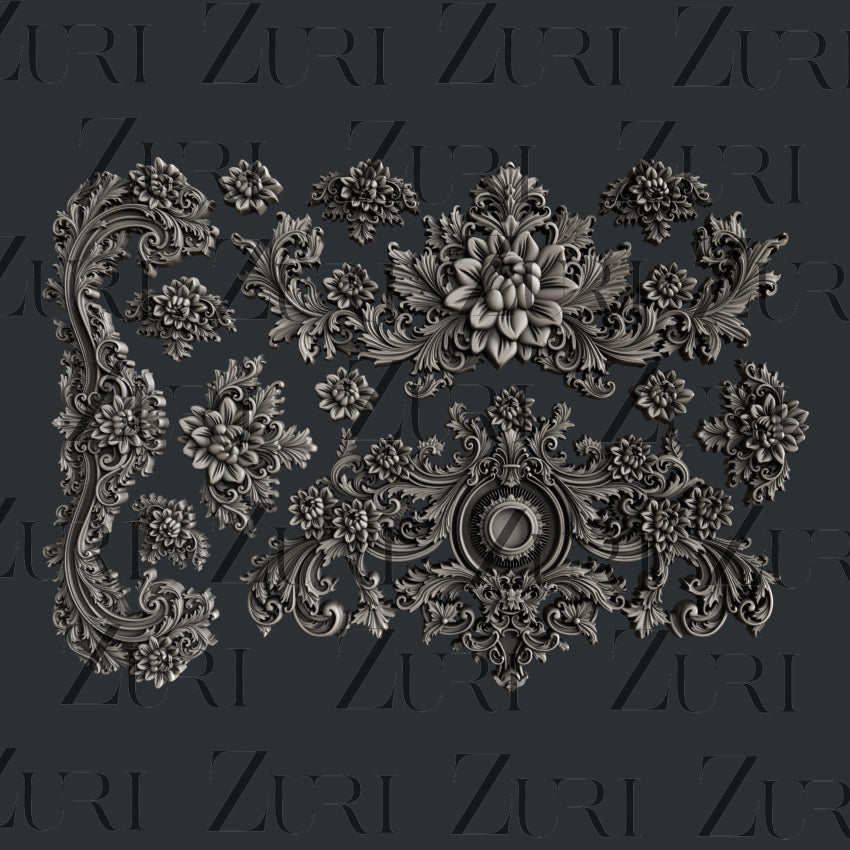 Baroque Appliques silicone mold