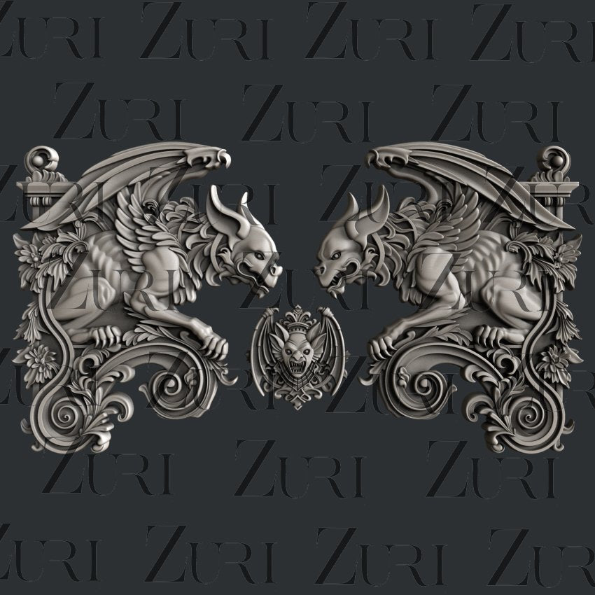 Gargoyle Set 1 Silicone Mold by Zuri Designs Inc image 0