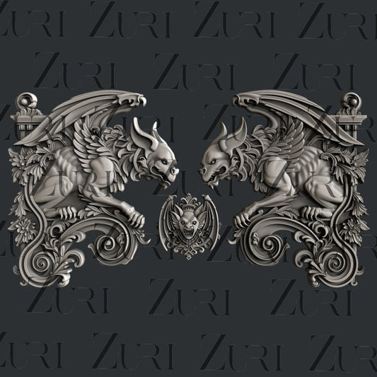 Gargoyle Set 1 Silicone Mold by Zuri Designs Inc image 0