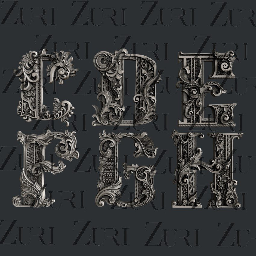 CDEFGH Monograms – Zuri Designs Inc