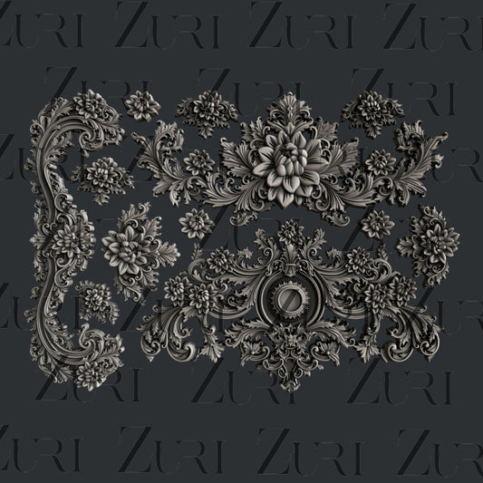 Baroque Appliques silicone mold