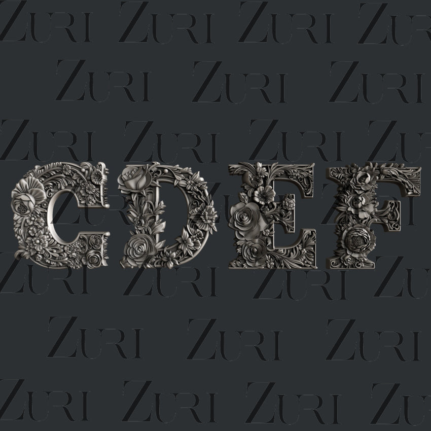 Floral Letters Silicone Molds
